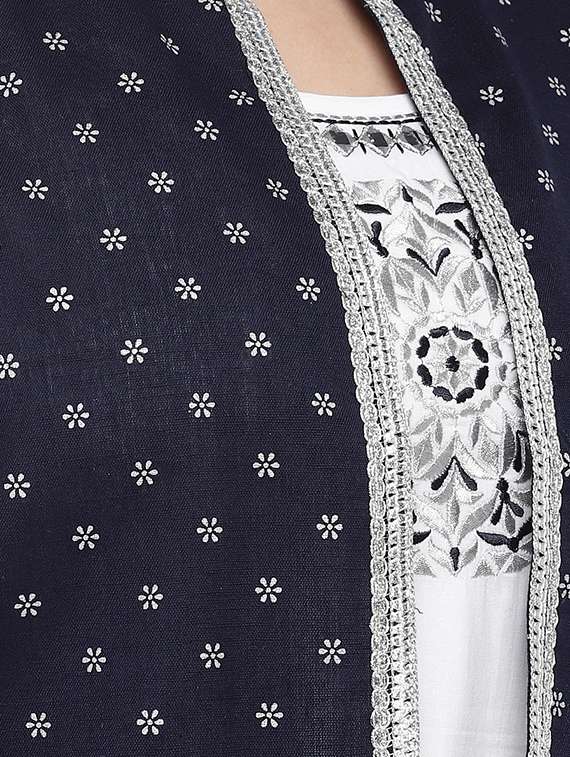 tiered a-line ethnic dress with jacket - 16274239 - Standard Image - 3