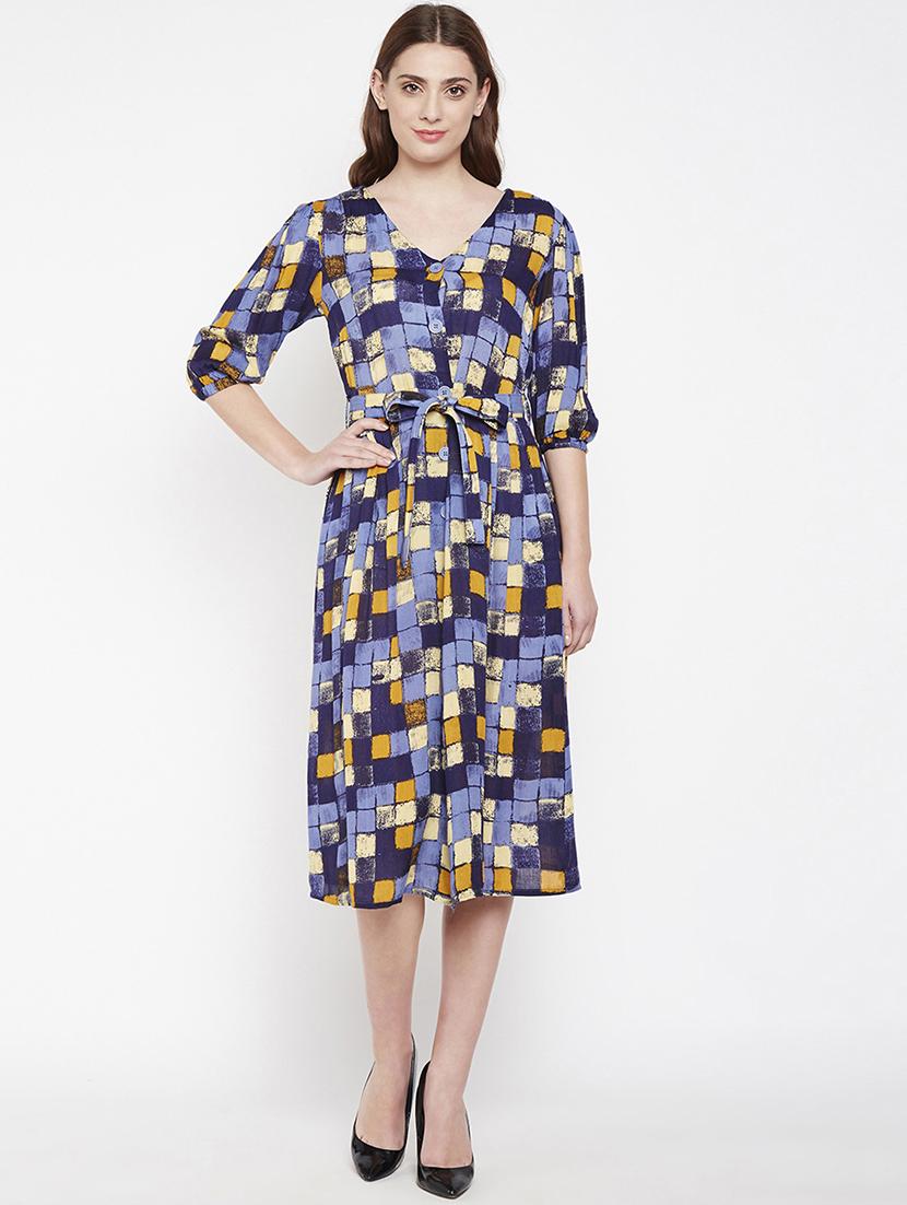 button up tie knot a-line dress - 16274792 - Zoom Image - 0