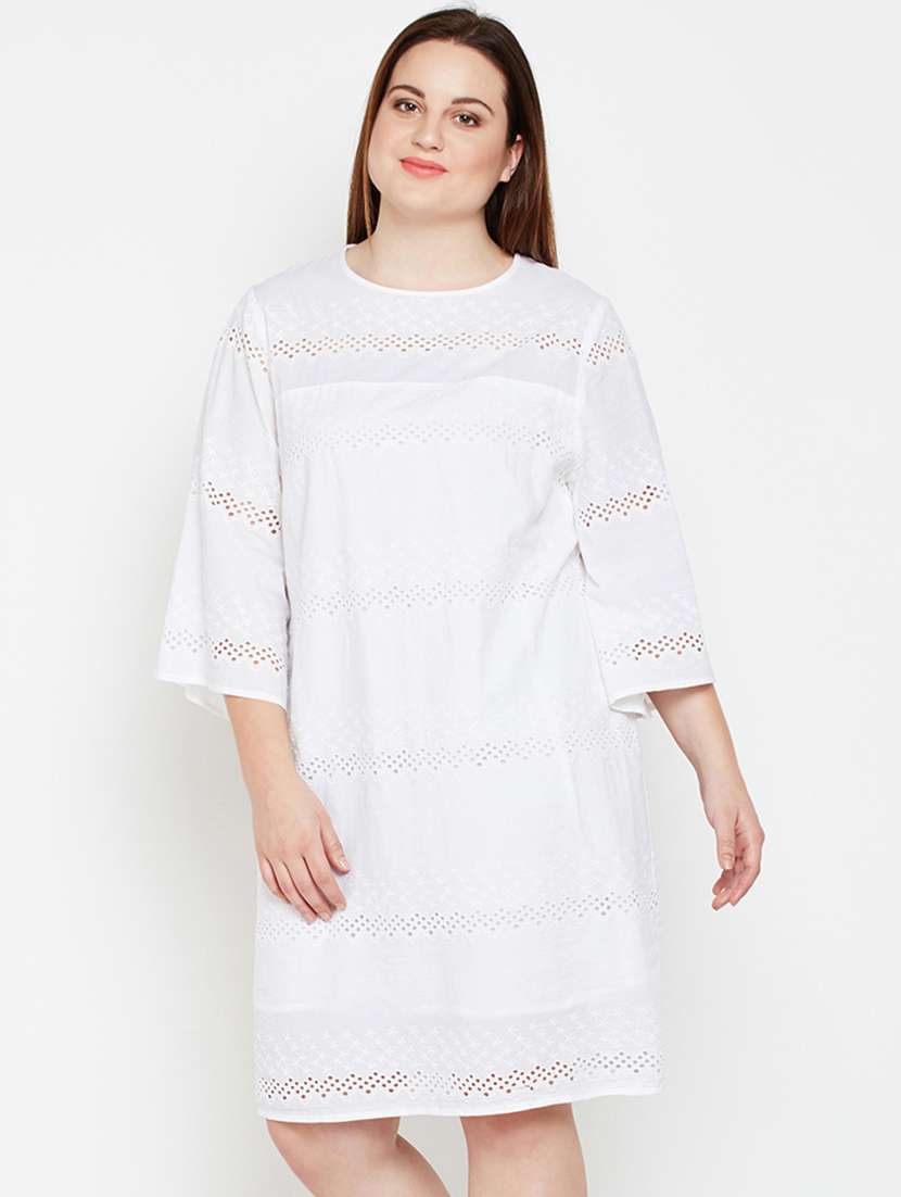 schiffli a-line plus dress