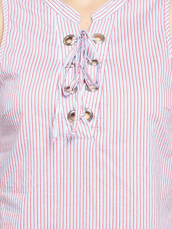 lace up detail striped top - 16274809 - Standard Image - 3