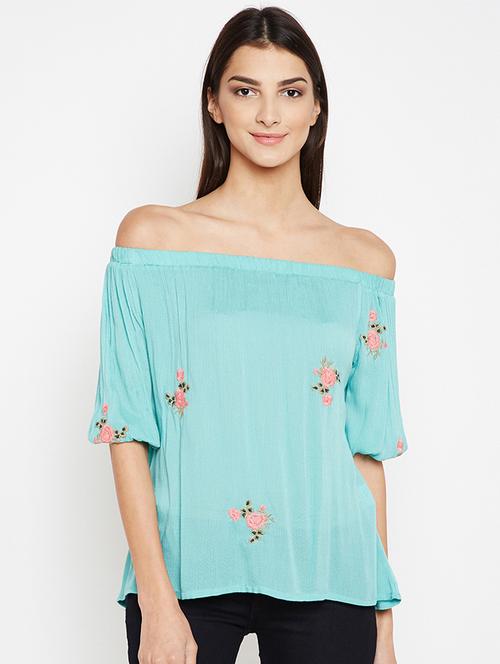 off shoulder embroidered top - 16274816 - Standard Image - 0