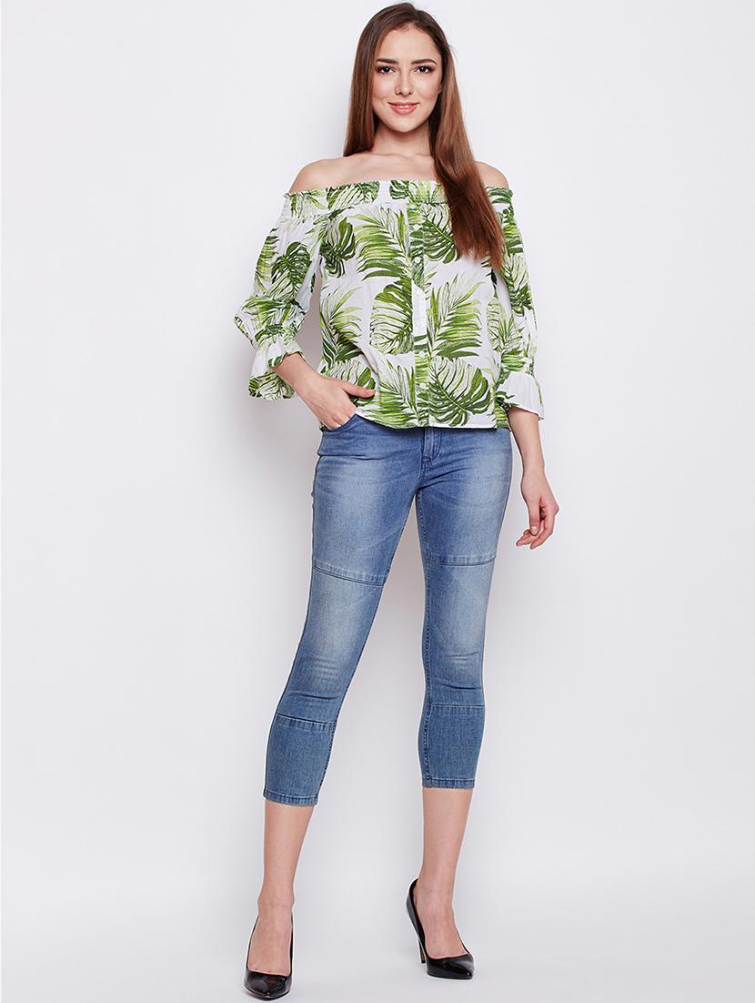 off shoulder tropical top - 16274823 - Standard Image - 3