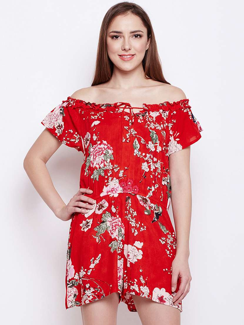 off shoulder floral romper