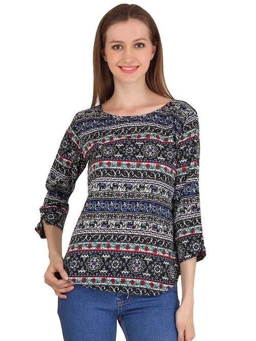 detailed sleeve printed top - 16278784 -  Standard Image - 0