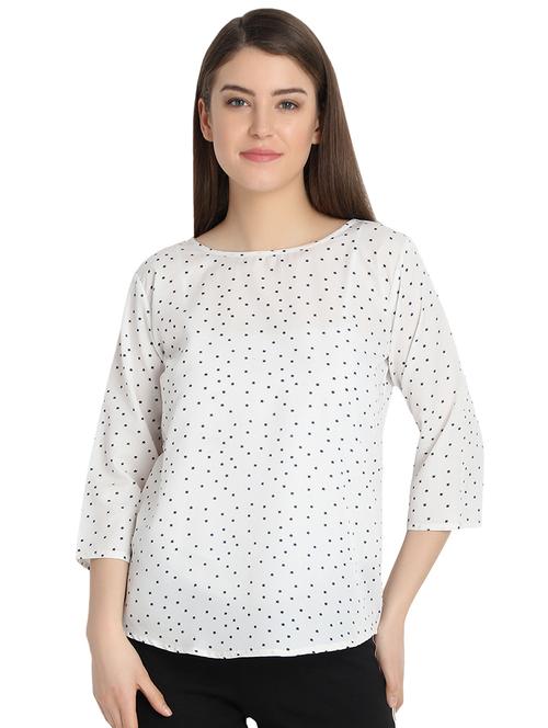 boat neck polka dots printed top - 16278788 - Standard Image - 0