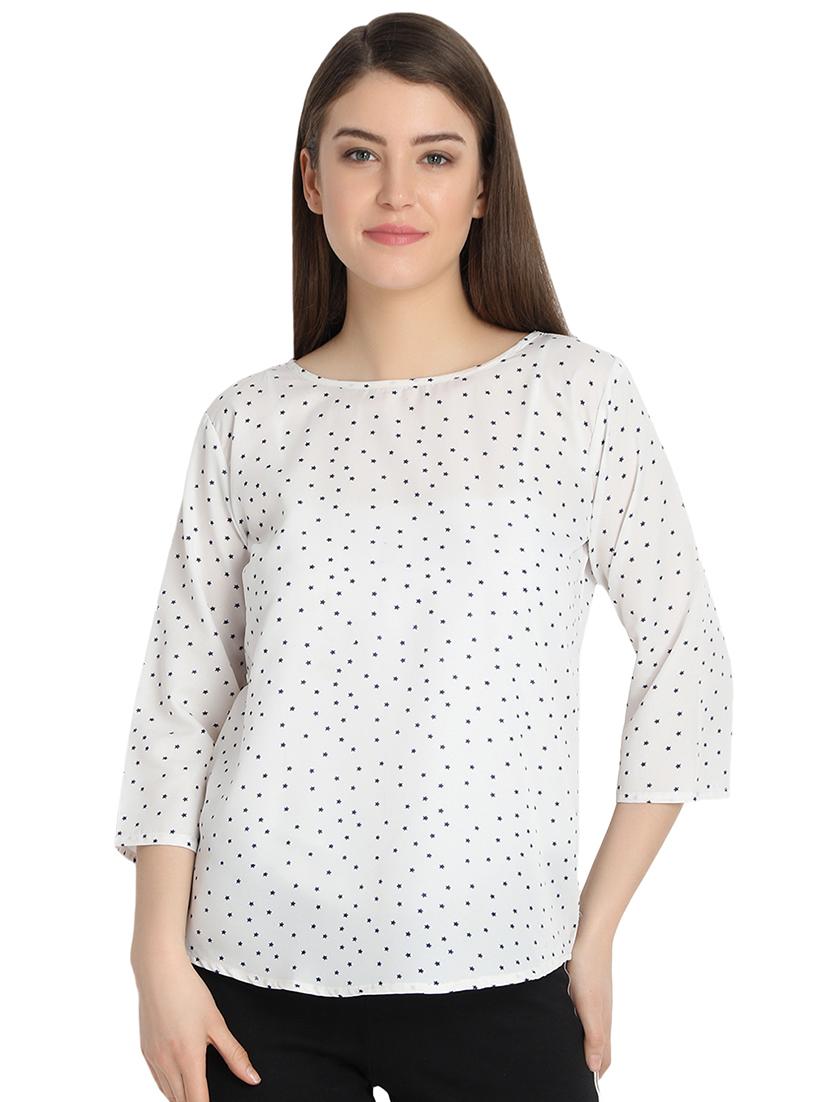 boat neck polka dots printed top - 16278788 - Zoom Image - 0
