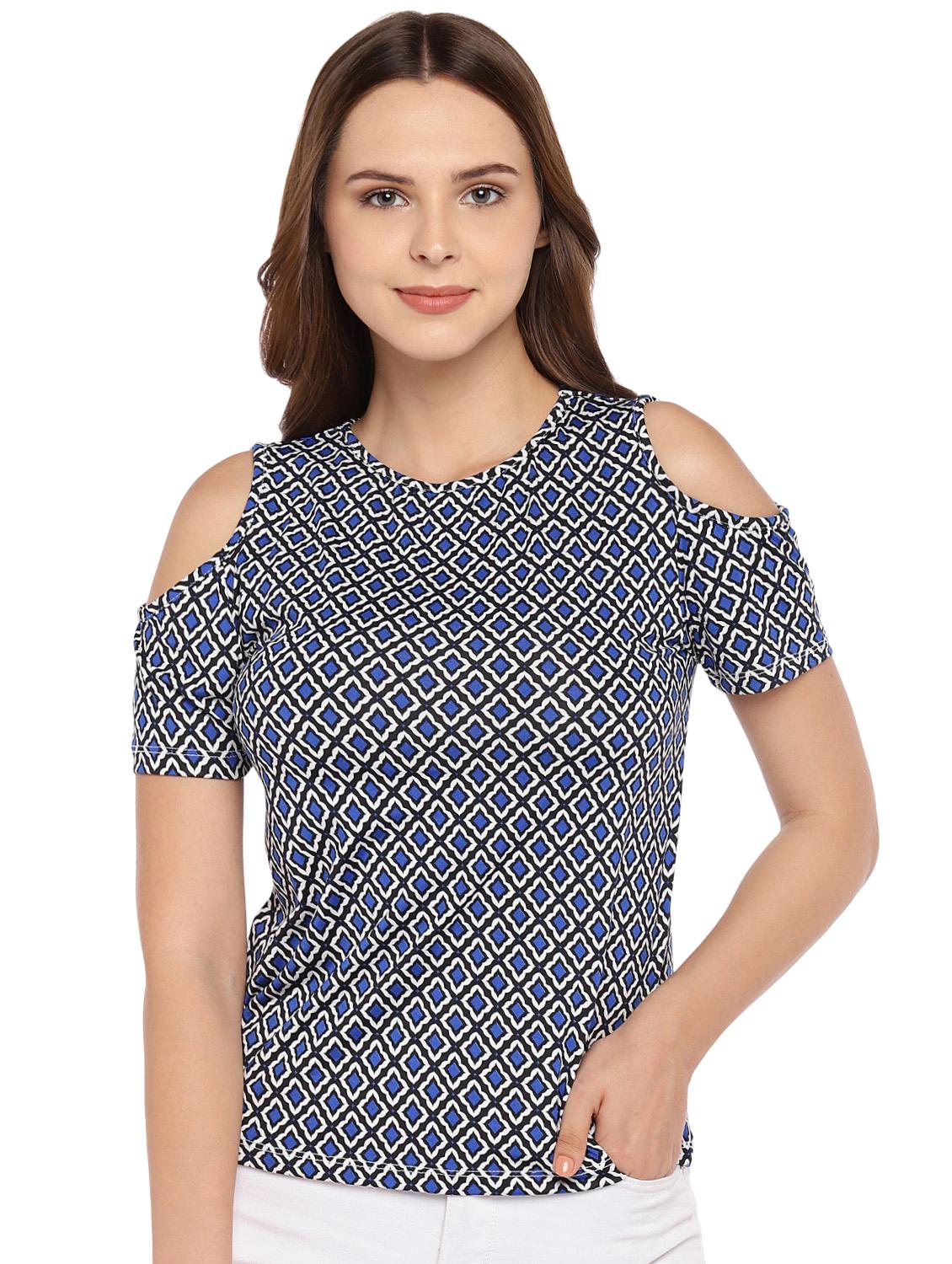 moroccon print cold shoulder top - 16279641 -  Zoom Image - 0