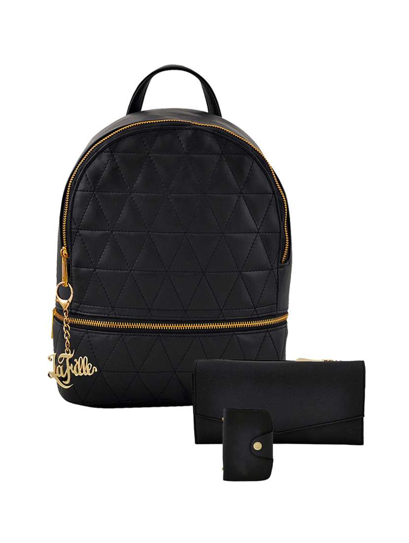 black leatherette (pu) backpack combo