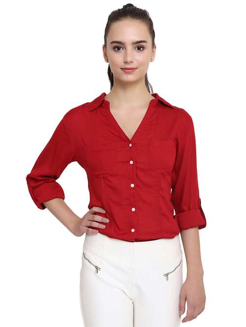 rolled up sleeves solid shirt  - 16280552 -  Standard Image - 0