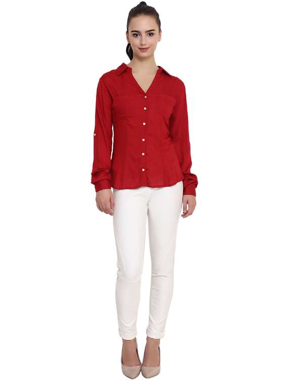 rolled up sleeves solid shirt  - 16280552 -  Standard Image - 3