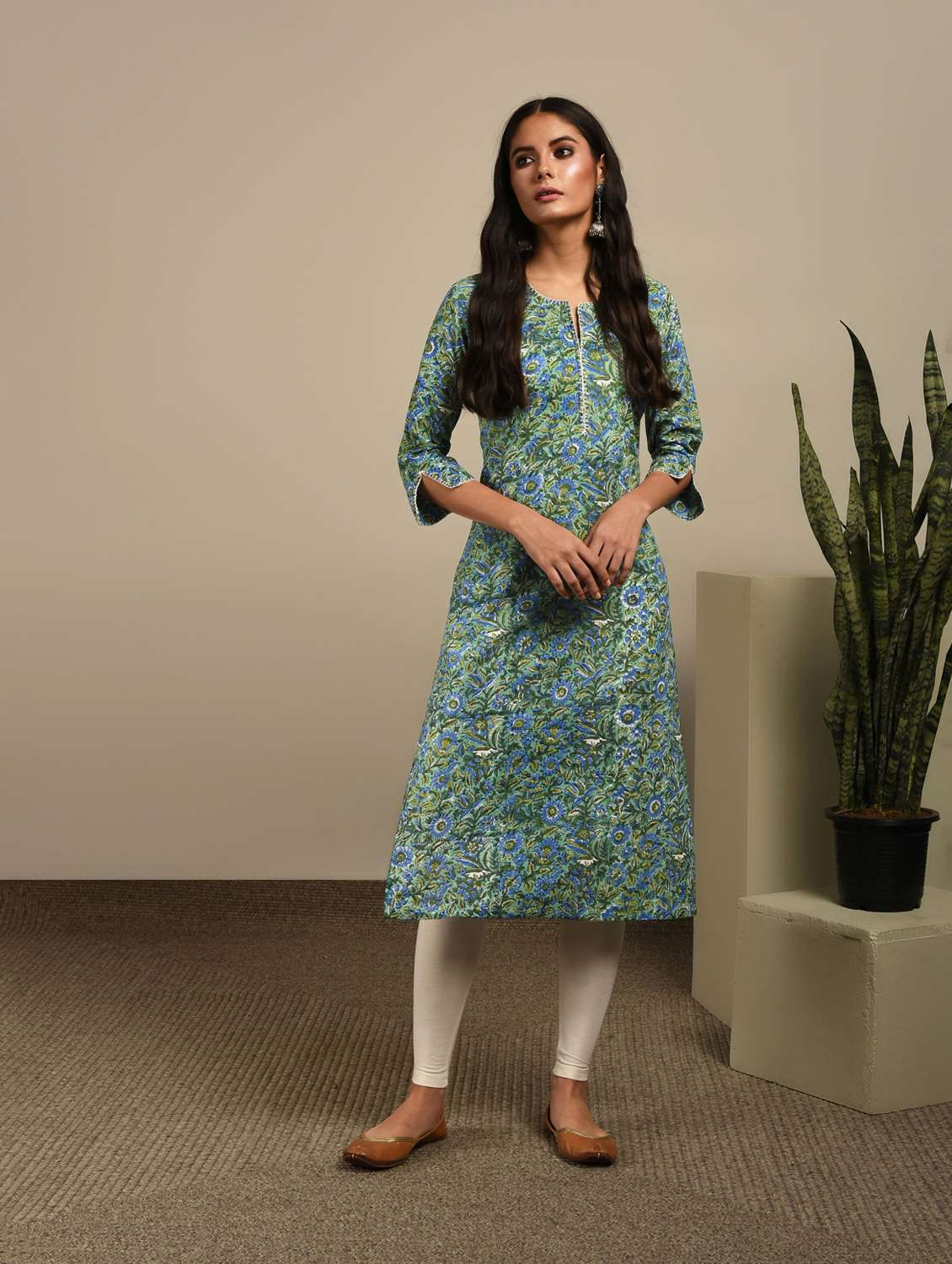 floral straight kurta