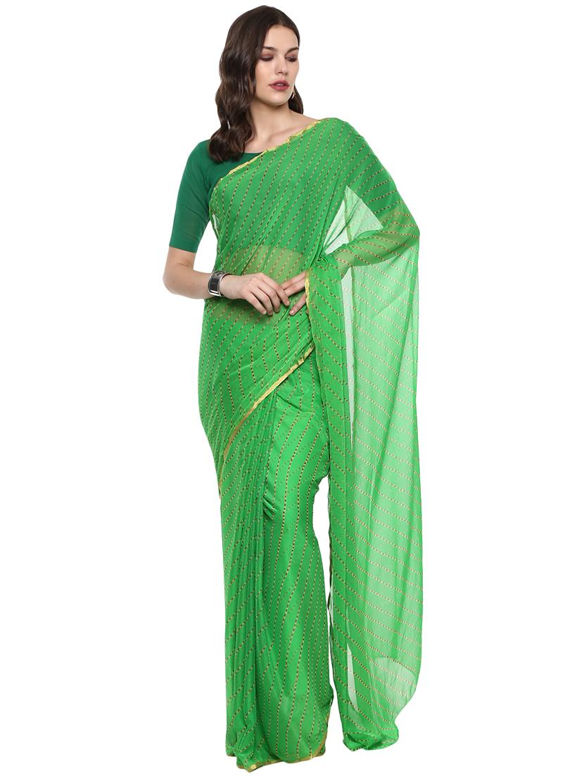 green leheriya saree with blouse - 16282454 -  Zoom Image - 0