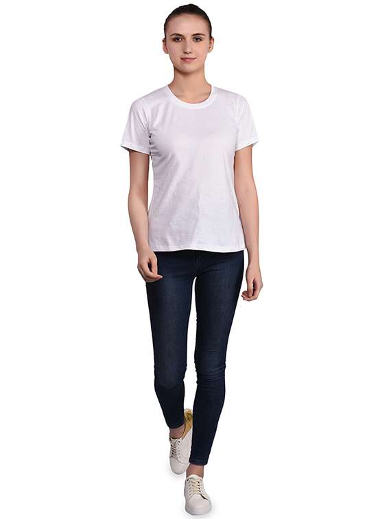 women's plain round neck t-shirt - 16283644 - Standard Image - 3