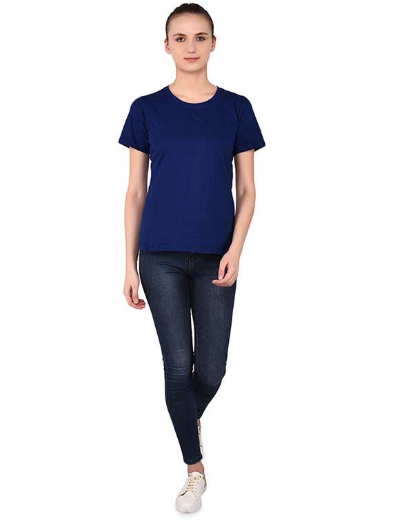 women's plain round neck t-shirt - 16283649 - Standard Image - 3