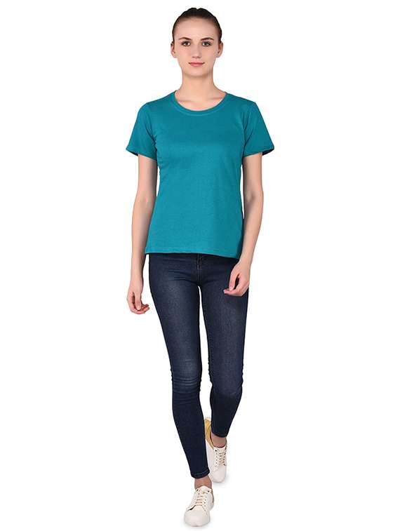 women's plain round neck t-shirt - 16283650 -  Standard Image - 3