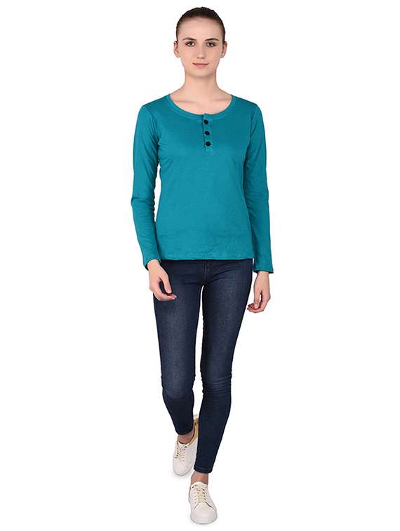 women's plain round neck t-shirt - 16283661 -  Standard Image - 3