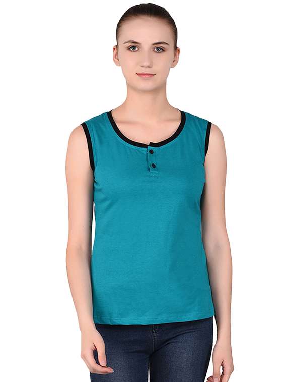 round neck contrast tapping tee - 16283692 -  Zoom Image - 0