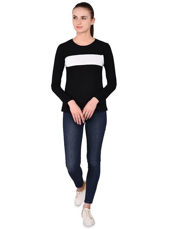 round neck color block tee - 16283709 - Standard Image - 3