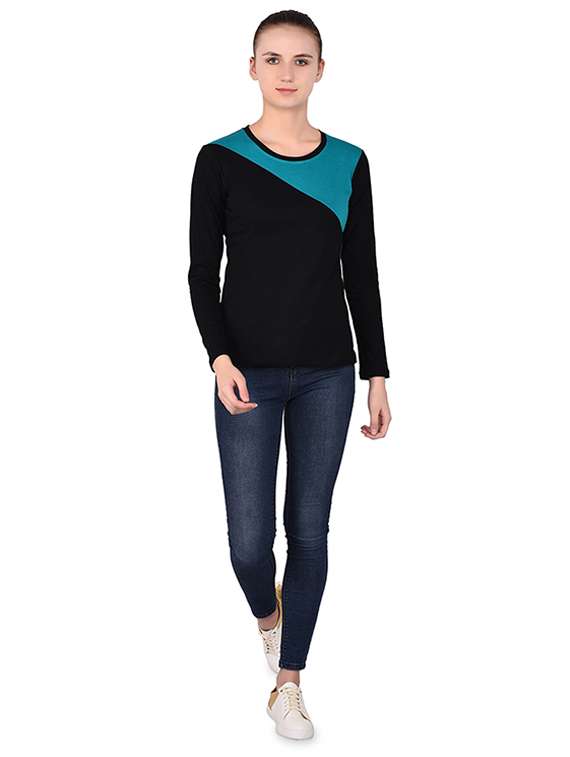 round neck color block tee - 16283711 -  Standard Image - 3