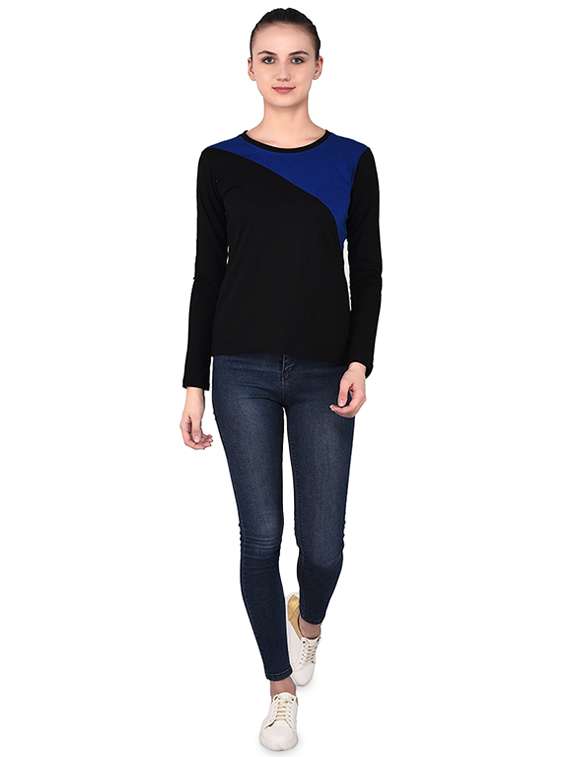 round neck color block tee - 16283712 -  Standard Image - 3