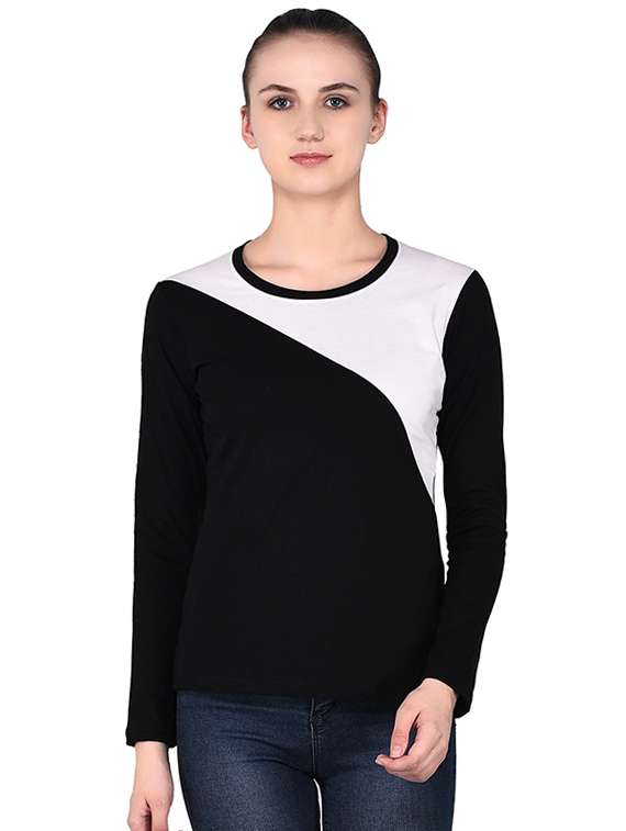 round neck color block tee