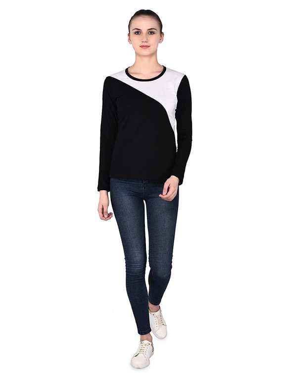 round neck color block tee - 16283713 -  Standard Image - 3