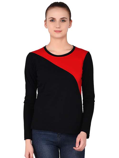 round neck color block tee - 16283715 -  Standard Image - 0