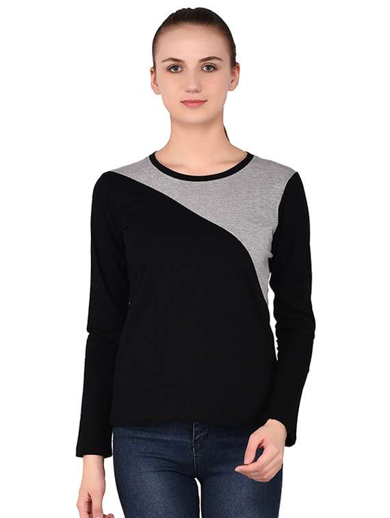round neck color block tee - 16283716 - Zoom Image - 0