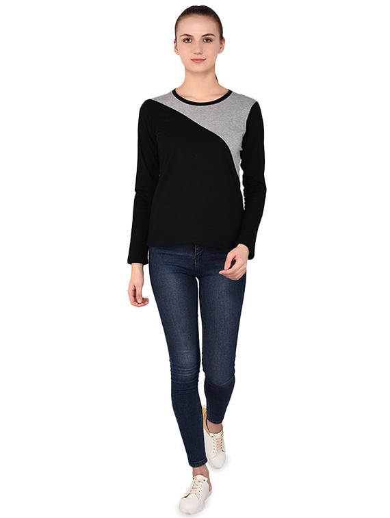 round neck color block tee - 16283716 - Standard Image - 3