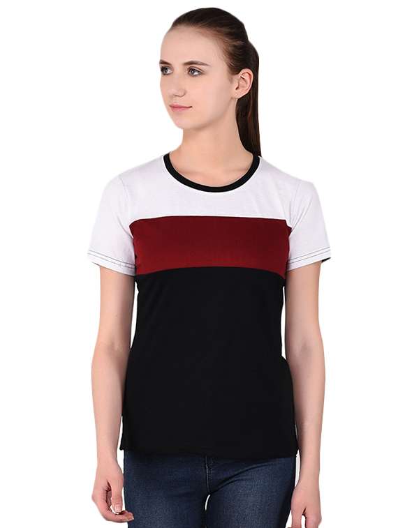 round neck color block tee - 16283718 -  Zoom Image - 0