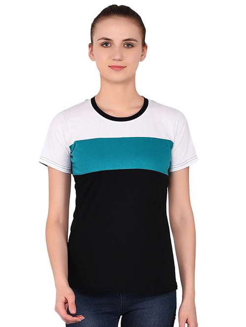 round neck color block tee - 16283719 -  Standard Image - 0