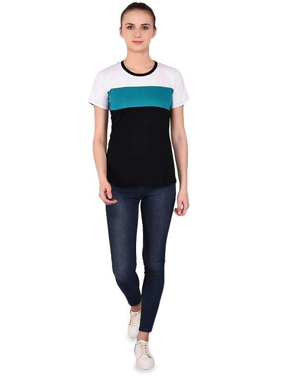 round neck color block tee - 16283719 -  Standard Image - 3