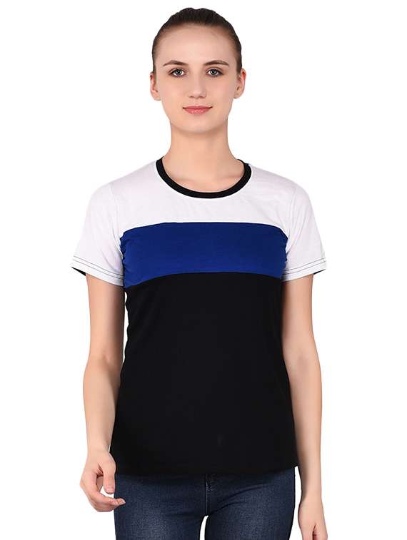 round neck color block tee - 16283720 -  Zoom Image - 0