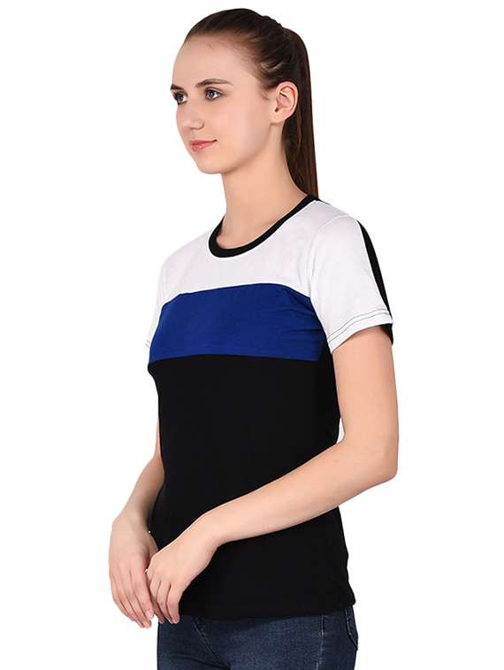 round neck color block tee - 16283720 -  Standard Image - 3