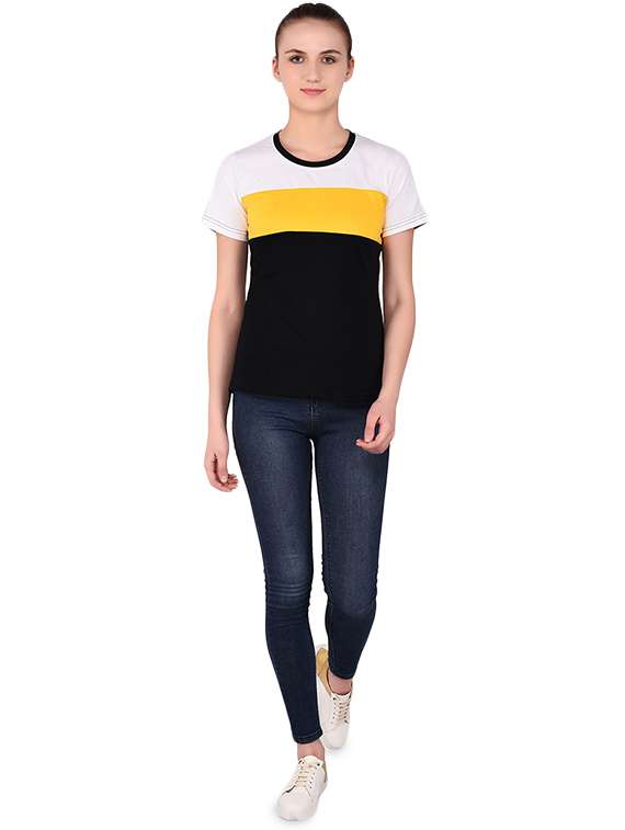 round neck color block tee - 16283721 -  Standard Image - 3