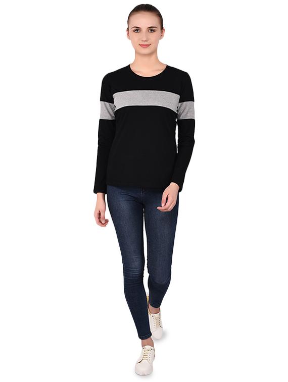 round neck color block tee - 16283726 - Standard Image - 3