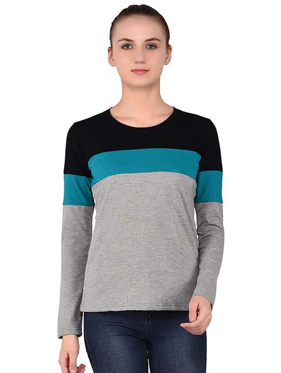 round neck color block tee