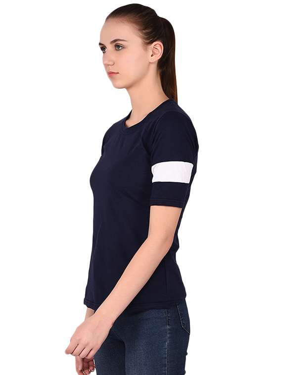 women's color block round neck t-shirt - 16283734 -  Standard Image - 3