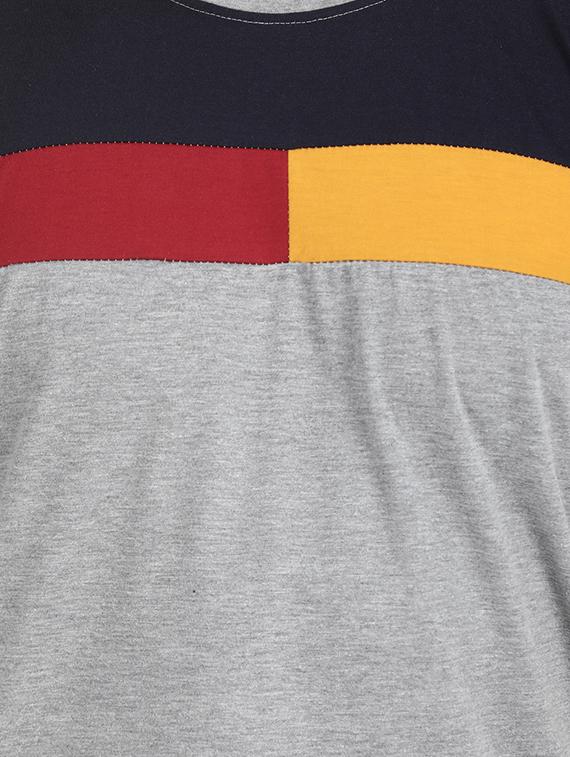 grey color block cut & sew t-shirt - 16284656 - Standard Image - 5