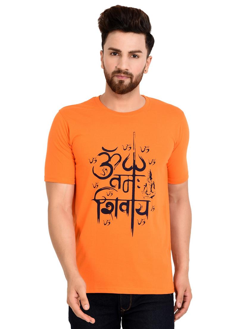 men round neck front print t-shirt
