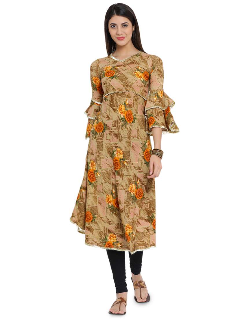 bell sleeves floral kurta