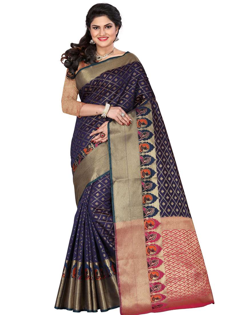geometrical zari motif patola saree with blouse