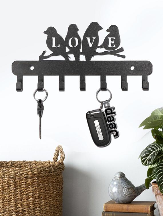 Sehaz Artworks Metel Wall Hooks For Keys 7 Hook Love Bird Rack Holder Kitchen Utensil Hat