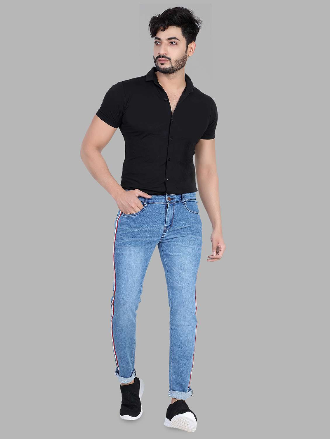 Straight Leg Jeans Red Tape Denim Jeans Men's Jeans Side Tape