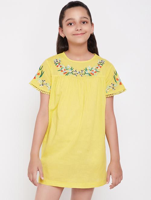 yellow cotton embroidery dress - 16293260 - Standard Image - 0