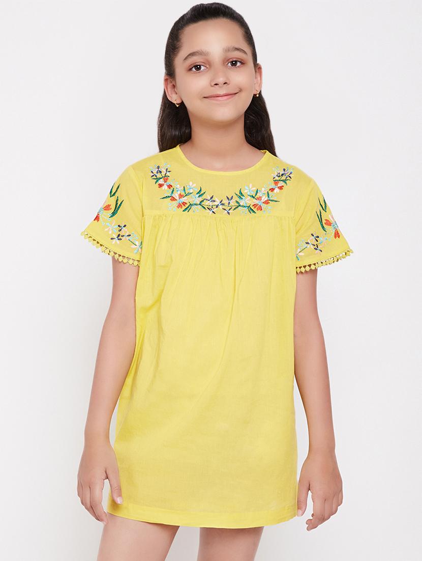 yellow cotton embroidery dress - 16293260 - Zoom Image - 0