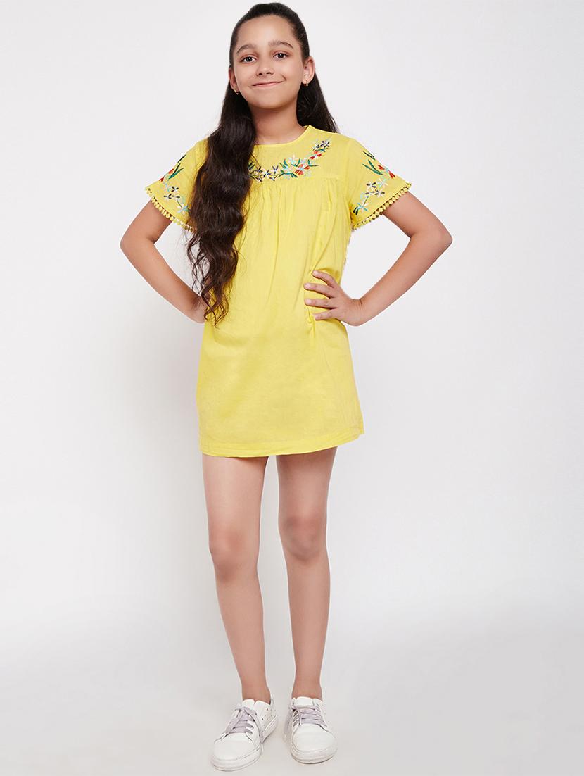yellow cotton embroidery dress - 16293260 - Standard Image - 3