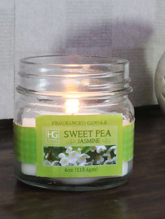 hosley sweet pea jasmine scented  jar candle for festive / home decoration