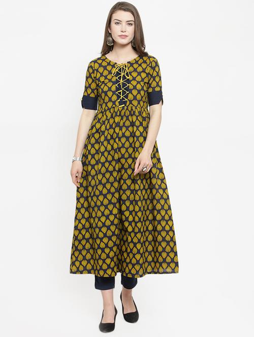 ethnic motifs printed a-line kurta - 16295177 - Standard Image - 0