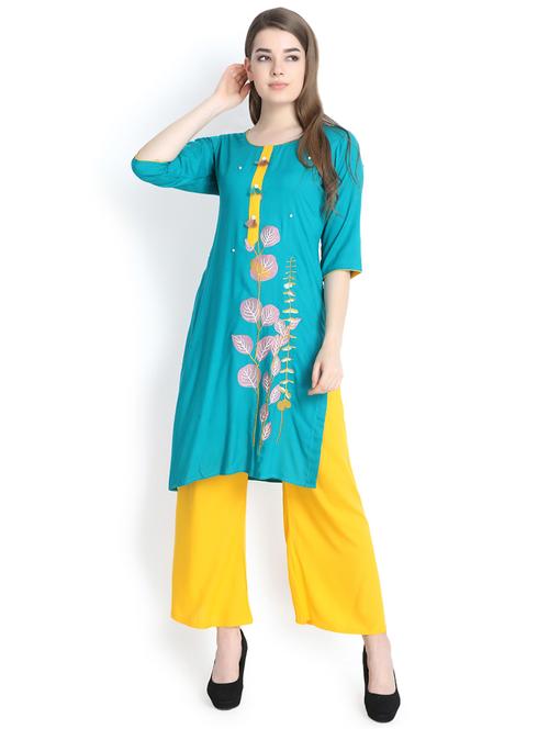embroidered straight kurta - 16295213 - Standard Image - 0
